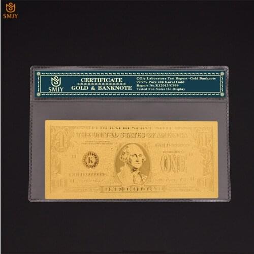 Creative Home Decor Supplies US Gold Plated Banknotes New 1 Dollar Money Gold Plated Fake Money Paper Collection