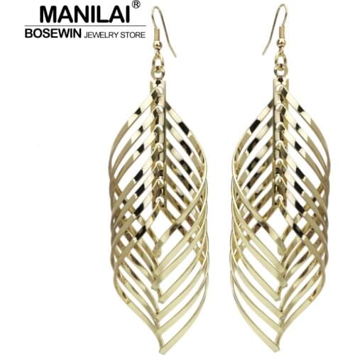 MANILAI Indian Metal Geometry Dangle Earrings Women Fashion Golden Silver Color Statement Earringsn Jewelry Gift