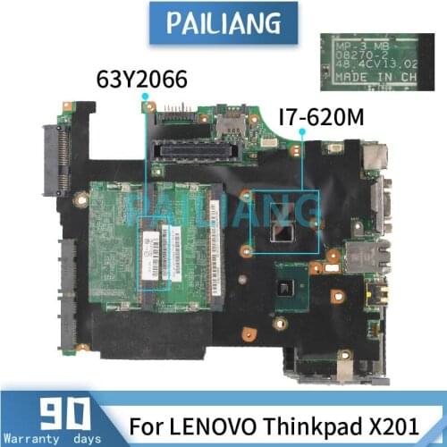 Mainboard For LENOVO Thinkpad X201 I7-620M Laptop motherboard 63Y2066 08270-2 QM57 DDR3 Tested OK