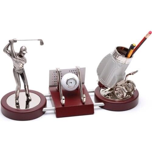 Golfer statue Metal pen holder