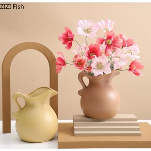 Minimalist Ceramic Vase Flower Arrangement Living Room Decoration Ornaments Matte Craft Porcelain Vases Modern Home Decor