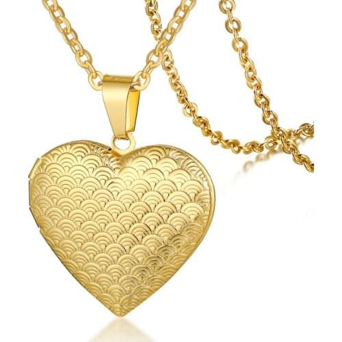 2021 Fashion And European And American Stainless Steel Matal Gold Heart-shaped Openable Pendant Necklace Suitable For Women
