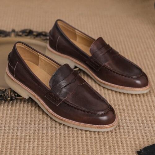 Womens genuine leather slip-on flats loafers leisure soft comfortable moccasins retro high quality casual dily shoes for women