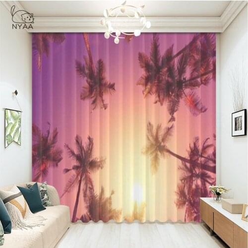 Seaside Sea Beach Sea Wave Coconut Tree Curtain Modern Home Curtains On The Car Valance Curtain In Bathroom Shower Micro Shading