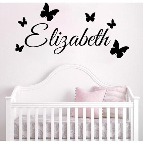 Kids Room Wall Stickers Butterfly Vinyl Decals Babys Bedroom Decoration Personalized Decor Custom Names Art Mural Removable