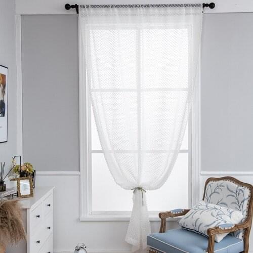 Nordic Tassel Curtains Modern Lily Curtain Window Treatment White Voile Drapes for Home Living Room Bedroom Decor Tulle Curtains