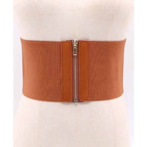 Women Elastic Waist Belt Dress Belt Accessories Stretch Wide Zipper Corset Cummerbund Waistband Dress Adornment for Women Strap