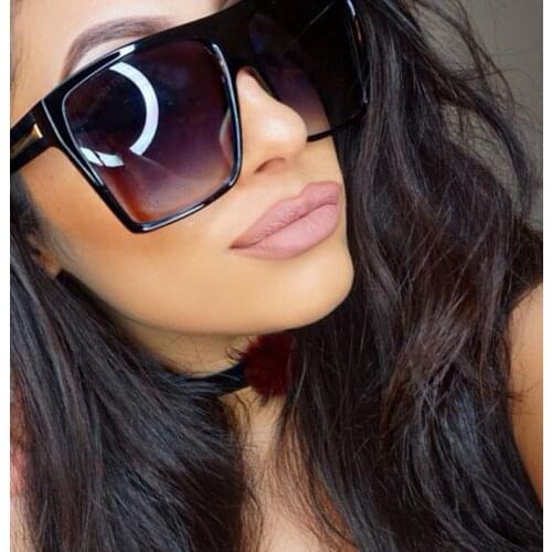 Vintage Square Sunglasses Women Luxury Brand Designer Oversized Sun Glasses Shades Mirror Black Lens Fashion Glasses UV400