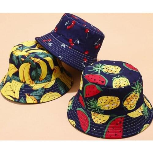 Summer Lovely Vegetables Fruits Bucket Hats for Girls Fashion Hip Hop Sun Visor Cap Men Women Fishermans Hat Boy Panama Hat