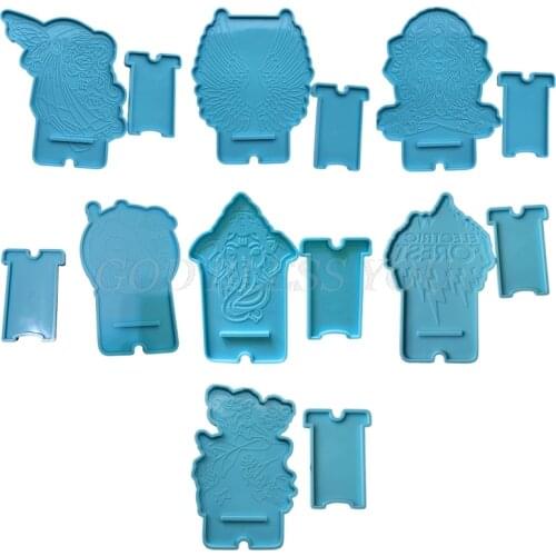 1 Set Mobile Phone Stand Epoxy Resin Mold Cellphone Holder Silicone Mould DIY Crafts Smartphone Bracket Making Tools Drop Ship