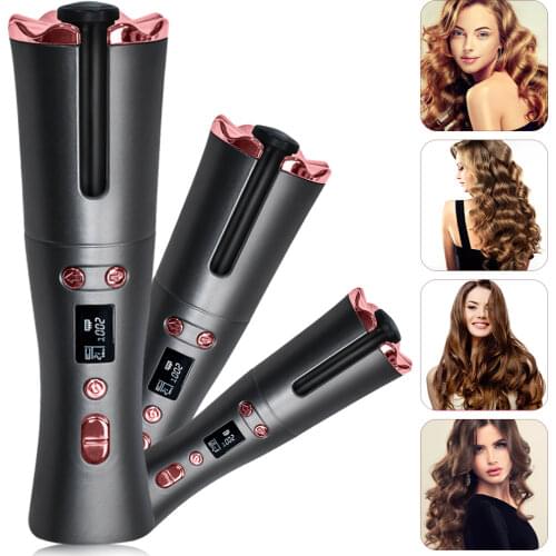 DIOZO Cordless Automatic Hair Curler USB Rechargeable Curling Iron Curls Waves LCD Display Curly Machine Curling Wave Styler