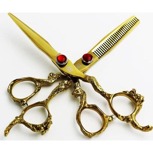6 Inch Professional Pet Scissors Dog Grooming Cutting+Thinning Shears Kit for Animals Japan440C Golden Dragon Personality Styles