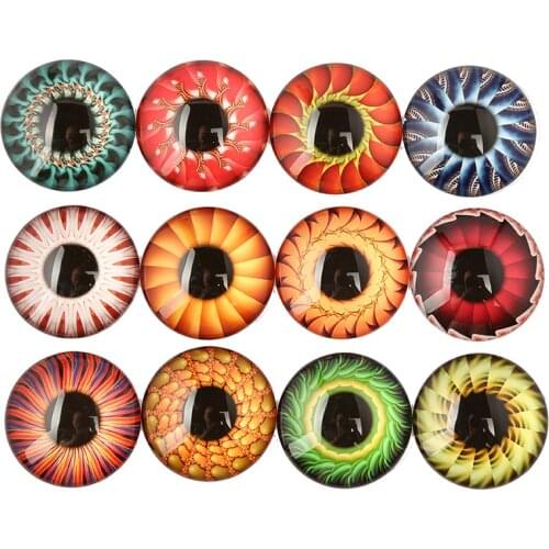 Reidgaller mix fractal eyes photo round dome glass cabochon 12mm 20mm 25mm 10mm 30mm 16mm diy flat back jewelry making findings