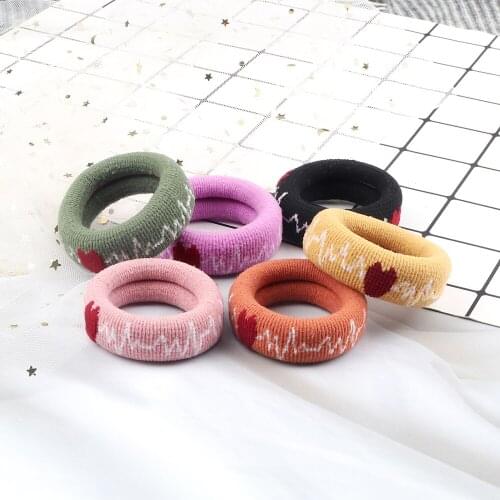 Heart Simple Large Hair Band 1PC High Elastic Comfortable Hair Ties Electrocardiogram Headband Women Girl Scrunchies Accessories