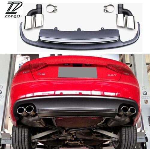 S5 style PP+Stainless Rear Lip Bumper Diffuser Kit Car Exhauts Pipe Muffler Tips For Audi A5 Accessories 2012-2015 2/4-door