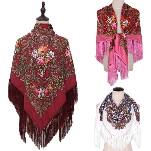 Russian Style Printed Tourism National Wind Tassel Women Scarf Autumn and Winter Warm Shawl Travel Female Scarf Muslim Woman