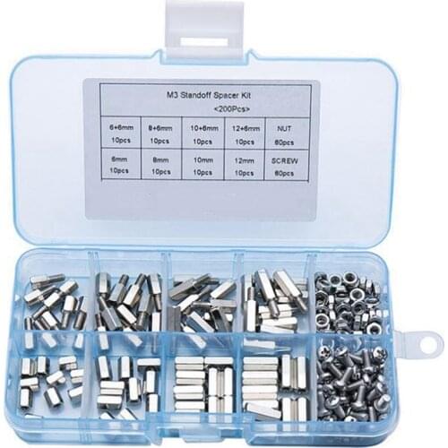 200Pcs/Set M3 Hex Nut Spacing Screw Male Female Threaded Pillar Pcb Pc Motherboard Nickel Plated Standoff Spacer Kit CNIM Hot