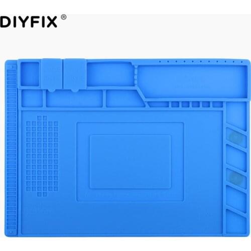 DIYFIX Heat Insulation Silicone Pad Desk Mat Maintenance Platform for BGA Soldering Repair Station Tools with Magnetic Section