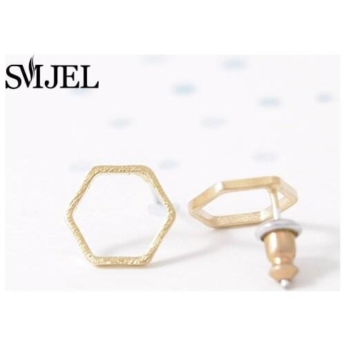 SMJEL Fashion Wholesale Simple Geometric Hexagon Stud Earrings for Women Accessories Jewelry for Gifts 10pcs-S043