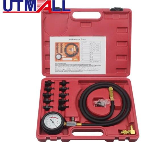 Full System Automotive Engine Oil Pressure Test Kit Tester Car Garage Tool 0-140PSI Low Oil Warning Devices