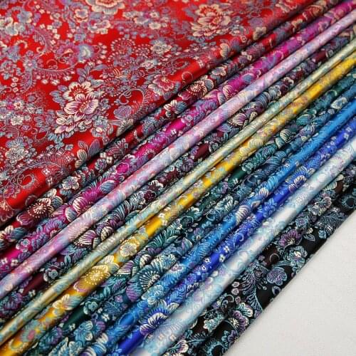 Brocade silk fabric flower cloth nylon fabrics for sewing material for dress textile
