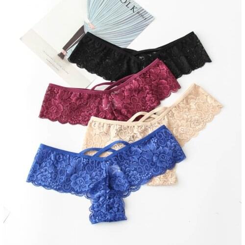 Panties Woman Sexy Lace Solid Soft Breathable Low-Rise G-String Panty Hot Sale Female Briefs Underwear For Woman 1 Piece M-XXL