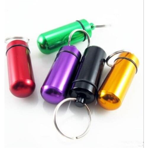 Waterproof Keychain Round Aluminum Pill Bottle Travel Alloy Pill Box Perfume Container 500pcs new