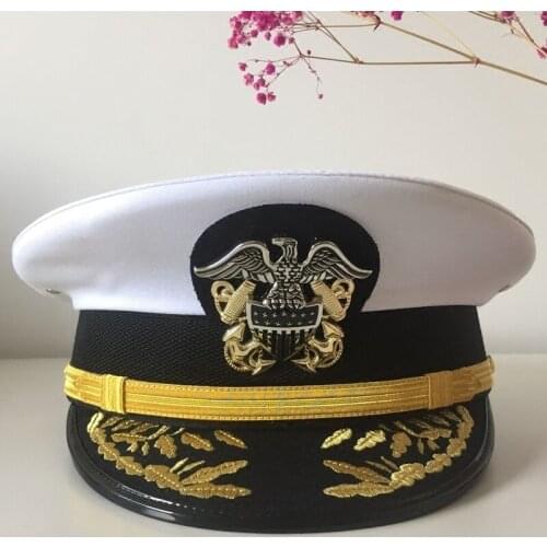 High Quality U.S Navy Big Cap Marine Corps Vintage White Hat Navy Dress Hat Air Force Big Cap Male Army General Soldier Caps