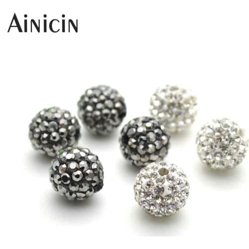 20pcs High Quality Black White Rhinestone Crystal Paved Clay Beads Disco Ball For Jewelry Making Findings