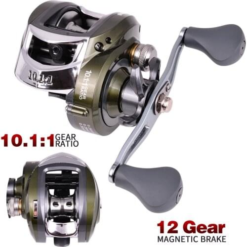High Speed 10.1:1 Fishing Reel Gear Ratio Left/Right Hand 19+1BB Drip Baitcasting Compression Resistance Outdoor Fishing