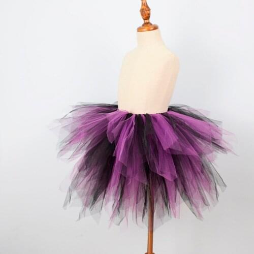 Girls Halloween TUTU Skirt Purple/Black Fluffy Tulle TUTUS Kids Halloween Party Costume Baby Girl Photo Props Fits 0-12Y