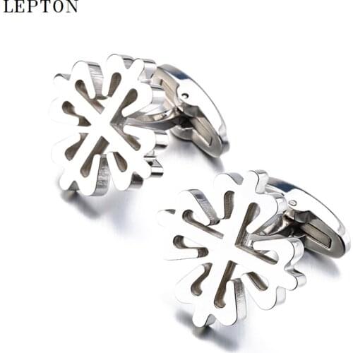 Lepton Stainless Steel Cufflinks For Mens Hot Sale High Shiny Metal Cuff links Wedding Party Gift Men Shirt Cuffs Cufflink