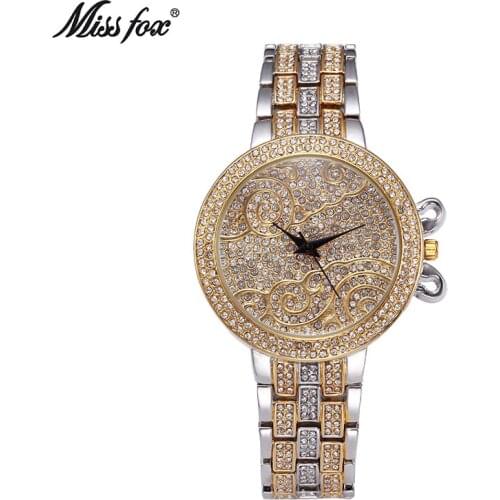 Miss Fox Watch Women Luxury Rhinestone Watches Steel Ladies Watch Womens Clock hodinky ceasuri saat montre femme reloj mujer