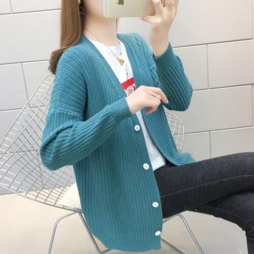 Women Knitted Cardigan Spring Autumn Solid Sweater Cut Out Buttons Long Sleeve Ladies pink Sweaters Knitting Cardigan Mujer