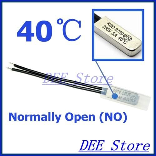 10Pcs/lot 40C Degree Celsius / 104F NO Normal Open Thermal Protector Sensor Thermostat temperature control fuse switch 250V 5A