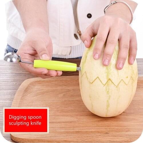 2pc/lot Double-headed Dig Ball Scoop Spoon Baller Ice Cream DIY Assorted Cold Dishes Tool Watermelon Melon Fruit Carving Knife