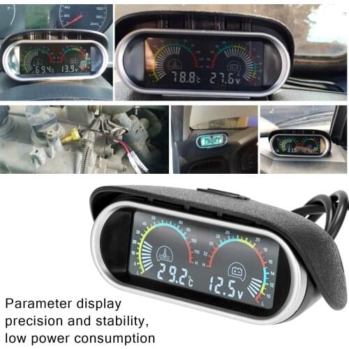 2 in 1 Universal 12.0V/24V LCD Liquid Crystal Car Digital Horizontal Gauge Oil Fuel Voltage Gauges Meter Voltmeter