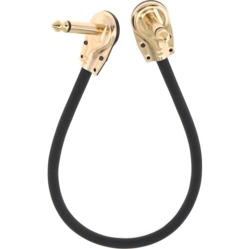 30cm / 11.8inch Guitar Effect Pedal Instrument Patch Cable 1/4 inch 6.3mm Gold Right Angle Plug Black PVC Jacket