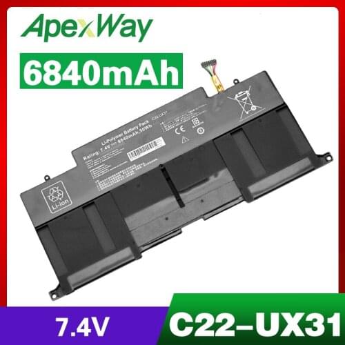Apexway Laptop Battery C22-UX31 Battery For Asus C23-UX31 ZenBook UX31A UX31E Ultrabook Series