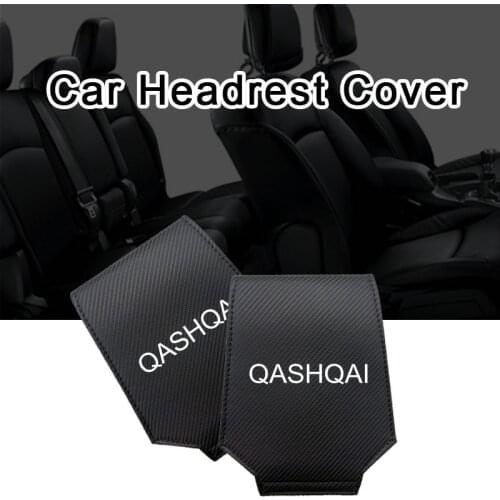 Car Seat Covers For Nissan QASHQAI Auto Seat Headrest Neck Rest Cushion With Pockets Carbon Fiber Pillows Case Vehicle Supplies