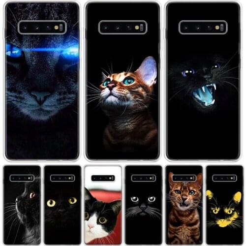 Cat Staring Eyes Phone Case for Samsung Galaxy S10 S20 Ultra Note 10 9 8 S9 S8 S7 J4 J6 J8 Plus Lite + Popular Cover Capa Shell