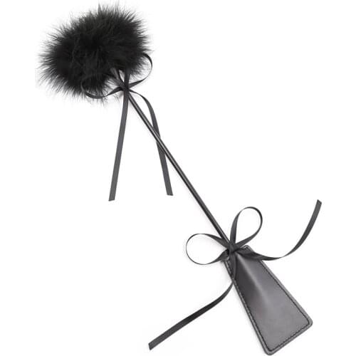 Black Flirting Feather Bdsm PU Leather Whip Bdsm Spanking Flogger Horse Whip Slave Bondage Restraints Sex Toys For Women Couples