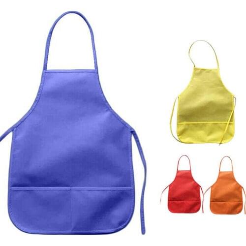 Kids Children Non-woven Fabric Pocket Apron Kitchen Painting DIY Art Class Cover Boys Girls Apron Kids Cooking Apron