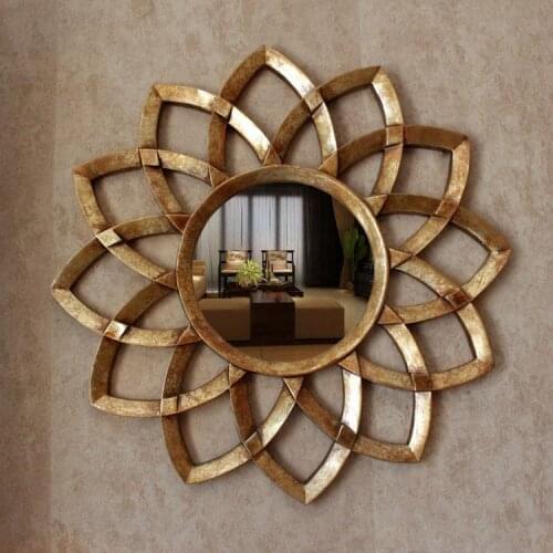 Dia78cm European style wall decorative mirrors woven sun mirrors TV background bathroom Decor