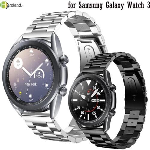 For Samsung Galaxy Watch 3 45mm 41mm strap band Stainless Steel 22mm 20mm WatchStrap 45mm 41mm Quick Release Watchband bracelet