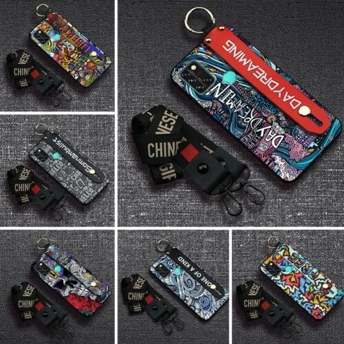 Graffiti Soft Phone Case For UMIDIGI A9 Pro Anti-knock Wrist Strap Dirt-resistant Phone Holder