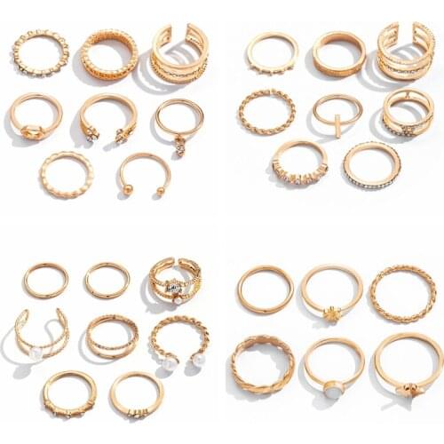 Vienkim Fashion Jewelry Rings Set Hot Selling Metal Alloy Hollow Round Opening Women Finger Ring For Girl Lady Party Gift