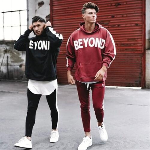 Suit Men Sports Suits Running Set Men Gym Sportswear Tracksuit Fitness Bodybuilding Mens Hoodies+Pants Sport wear Male Clothing