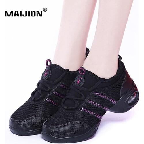 Fashion Modern Dance Shoes Women Jazz Hip Hop Sneakers Breathable Adult Outdoor Sport Footwear Non Slip Soft Sole Mid Heel