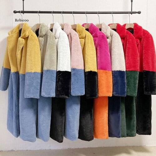 Oversize Jacket Parka Winter Clothing Women Faux Fur Jacket hairy Long Fur Coat Lapel OverCoat Thick Warm Female Plush Coats